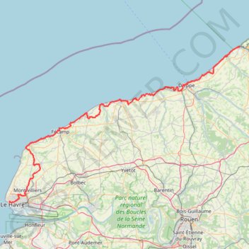 Trace GPS GR 21 : Le Havre - Le Tréport, itinéraire, parcours