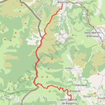 Trace GPS GR10_(D)-(A)_Bidarray-Baigorry, itinéraire, parcours