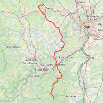 Trace GPS GR 7 : Des Sauvages (Rhône) au Col de la Charousse (Haute-Loire, Ardèche), itinéraire, parcours