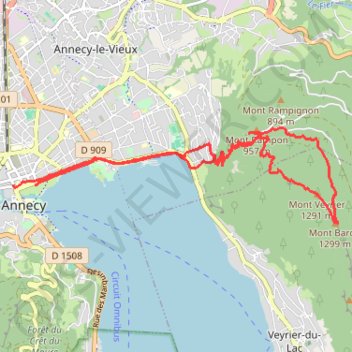 Trace GPS Mont Baron - Annecy, itinéraire, parcours