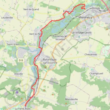 Trace GPS L'Essonne de Mennecy à La Ferté-Alais, itinéraire, parcours