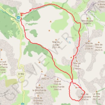 Trace GPS Tête de la Sanguinière, itinéraire, parcours