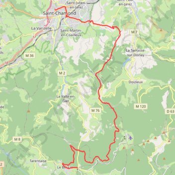 Trace GPS Descente du Bessat à Saint Chamond, itinéraire, parcours