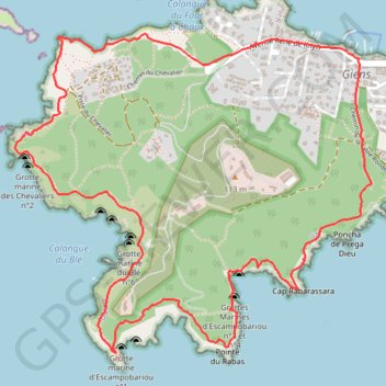Trace GPS Presqu'île de Giens - Boucle de la Madrague, itinéraire, parcours