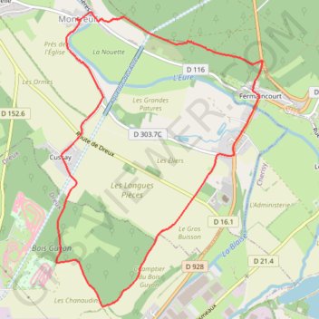 Trace GPS De l'aqueduc au domaine forestier au nord de Dreux, itinéraire, parcours