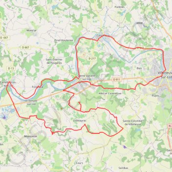 Trace GPS Livrade-sur-lot-70km, itinéraire, parcours