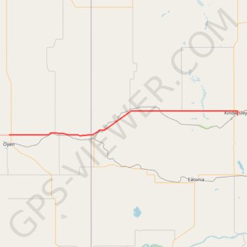Trace GPS Oyen - Kindersley, itinéraire, parcours