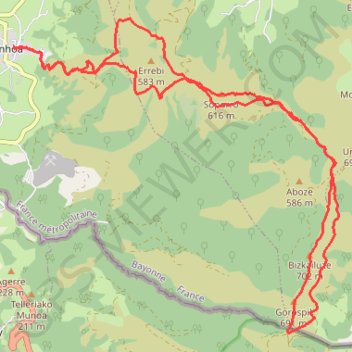 Trace GPS Ainhoa - Gorospil, itinéraire, parcours
