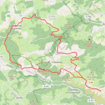 Trace GPS Boucle depuis Faury par Saint Bonnet le Courreau, itinéraire, parcours
