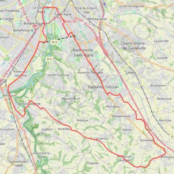 Trace GPS Castanet Lacroix Falgarde Castanet, itinéraire, parcours