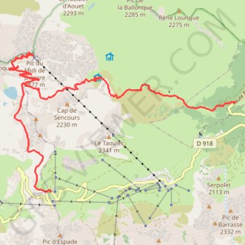 Trace GPS Col de sencours-pic du Midi de Bigorre, itinéraire, parcours