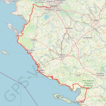 Trace GPS La Rochelle - Nantes à vélo, itinéraire, parcours