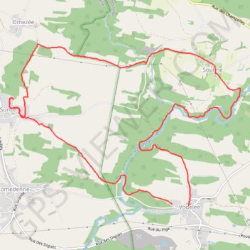 Trace GPS Vodelée-Surice-Omezée-Soulme-Vodelée, itinéraire, parcours