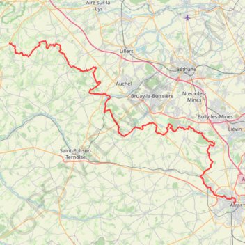 Trace GPS GR127 De Dennebroeucq à Arras (Pas-de-Calais), itinéraire, parcours