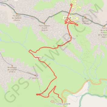 Trace GPS Du Col du Lautaret au Col du Galibier par la route, itinéraire, parcours