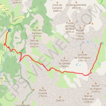 Trace GPS Refuge de Gialorgues - Descente, itinéraire, parcours