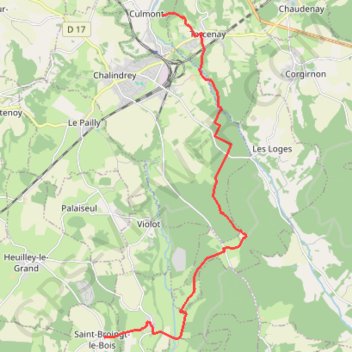 Trace GPS La Via Francigena - Traversée de la Haute-Marne - De Culmont à Saint-Boingt-le-Bois, itinéraire, parcours