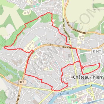 Trace GPS Tour de Château-Thierry par les sentiers, itinéraire, parcours