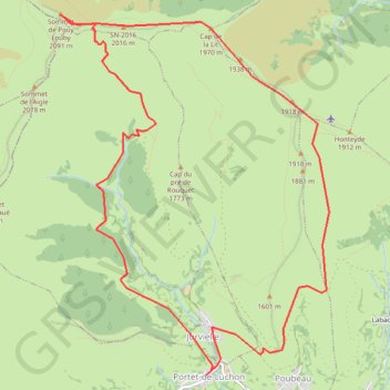 Trace GPS Sommet de Pouy-Louby depuis Portet-de-Luchon, itinéraire, parcours