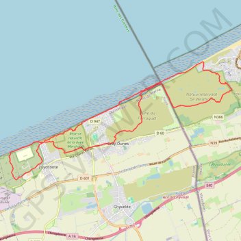 Trace GPS Circuit dunes de Flandres, itinéraire, parcours