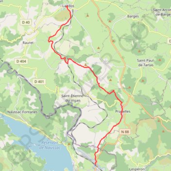 Trace GPS Stevenson - Landos - Langogne, itinéraire, parcours