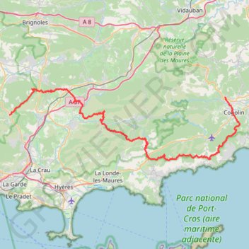 Trace GPS GR51 De Grimaud à Belgentier (Var), itinéraire, parcours
