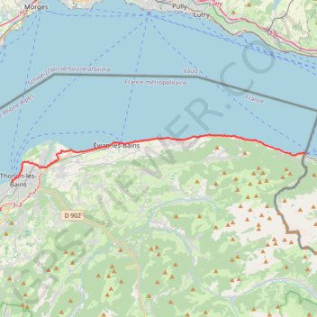Trace GPS Via Rhôna : Saint-Gingolph - Thonon-les-Bains, itinéraire, parcours