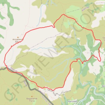 Trace GPS L'Artzamendi par les trois cols en boucle depuis Olathea, itinéraire, parcours