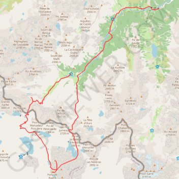 Trace GPS Pico Serrato et peña de Xuans depuis le refuge Wallon, itinéraire, parcours