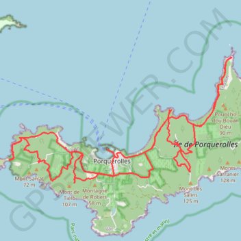 Trace GPS Exploration VTT de Porquerolles, itinéraire, parcours