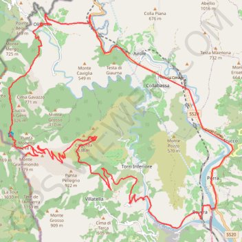 Trace GPS Monte Grammondo-Olivetta, itinéraire, parcours