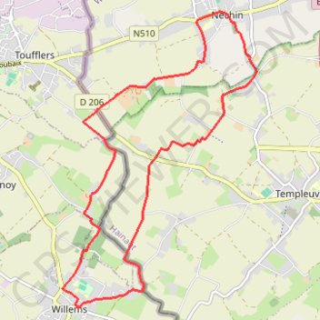 Trace GPS En route pour Néchin - Willems, itinéraire, parcours
