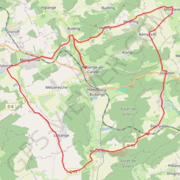 Trace GPS Kédange-sur-Canner, itinéraire, parcours