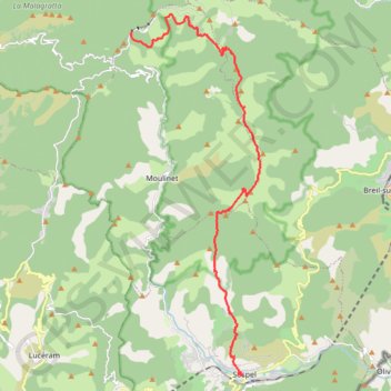 Trace GPS Randonnée Sospel Camp d'Argent, itinéraire, parcours