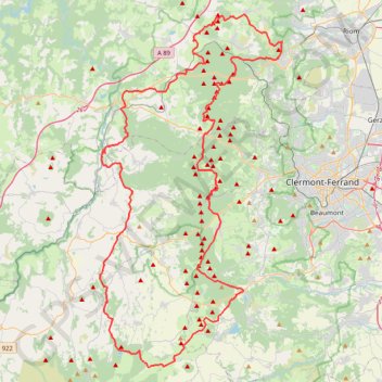 Trace GPS Le sentier GR 441, Tour de la Chaîne des Puys, itinéraire, parcours