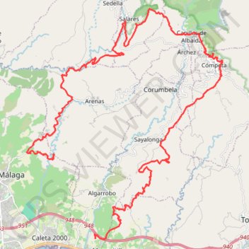 Trace GPS Cortijo hasta Sedella y vuelta., itinéraire, parcours