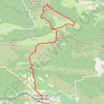 Trace GPS Pech de Bugarach au départ de Caudiès-de-Fenouillèdes, itinéraire, parcours