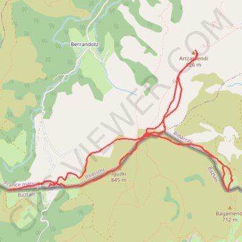 Trace GPS IGUZKI ARTZAMENDI depuis Col des Veaux, itinéraire, parcours
