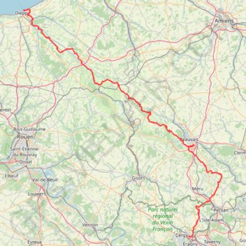 Trace GPS Pontoise - Beauvais - Dieppe, itinéraire, parcours