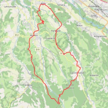 Trace GPS 11-Cr&ecirc;tes et vignobles de Monein Lacommande, itinéraire, parcours