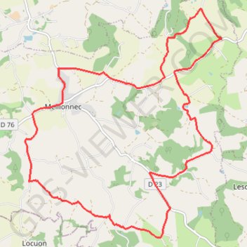 Trace GPS [Itinéraire] Boucle Vélo de Mellionnec, itinéraire, parcours