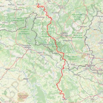 Trace GPS Dinant - Ardennes - Verdun, itinéraire, parcours