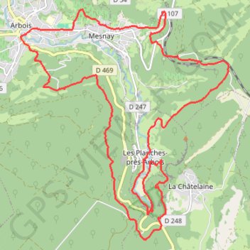 Trace GPS Boucle autour d'Arbois par le GR 59, itinéraire, parcours