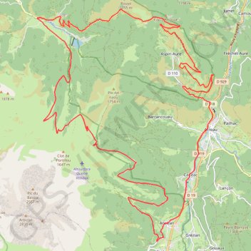 Trace GPS Col d'Aspin et Hourquette d'Ancizan, itinéraire, parcours