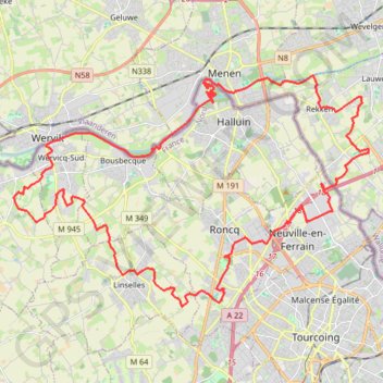 Trace GPS De Roncq à la Lys, itinéraire, parcours