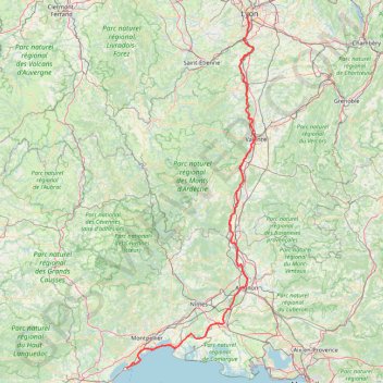 Trace GPS Lyon -> Sète (426,4 km), itinéraire, parcours