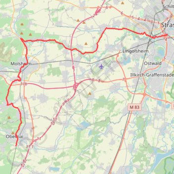 Trace GPS Strasbourg - Obernai, itinéraire, parcours