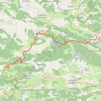 Trace GPS Du château de la Hille à la Grausse (Chemin du Piémont Pyrénéen), itinéraire, parcours