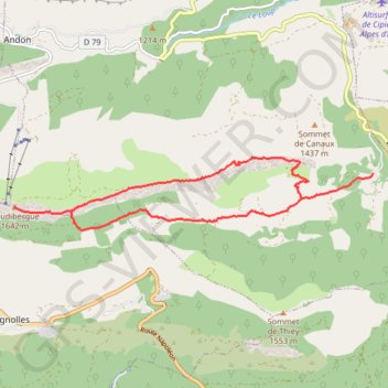 Trace GPS Randonnée 2 : Montagne de l'Audibergue en boucle depuis Canaux, itinéraire, parcours