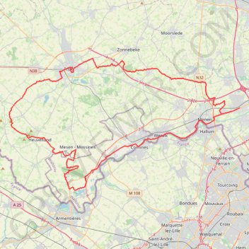 Trace GPS Gent-Wevelgem Cyclo 2022 - 90km, itinéraire, parcours